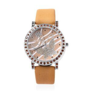 STRADA Watch Camel Faux Leather Band